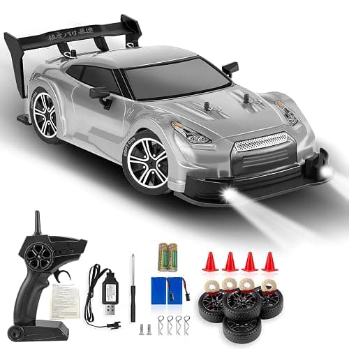 PANKQQ RC Drift Car, 1:16 Scale Drifting RC Cars, 2.4GHz 4WD RC Race Car, 40km/h High-Speed Remote Control Drift Car Vehicle, Racing Sport Toy Easter Basket Stuffers Gift for Boys Girls Kids(Silver) - Image 1