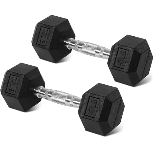Rubber Encased Hex Weights Dumbbells Set of 5 – 50 lb Pair | Cast Iron Hand Weights with Anti-Slip Grip for Home Gym Strength Training - Image 1