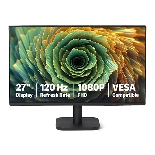 Amazon Basics Écran d’Ordinateur 68,6 cm, 120 Hz, FHD 1080P, HDMI, DP, VGA, Compatible VESA pour Le Bureau et la Maison, Noir - Image 1