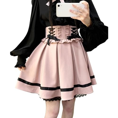 Cuteighteen Lolita Kawaii Lace Up Mini Rock Frauen Goth Tennis Plissee Hohe Taille Nette Rüschen Eine Linie Schule Mädchen Röcke - Image 1