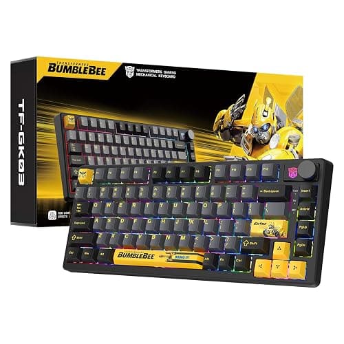 Transformers GK03 Mechanical Keyboard Wireless,RGB Creamy Gaming Keyboard Wireless, BT5.0/USB-C/2.4GHz,Custom Hi-Fi Linear Switch,Hot-Swap Socket/Knob Control Computer Keyboards(Bumblebee Black) - Image 1