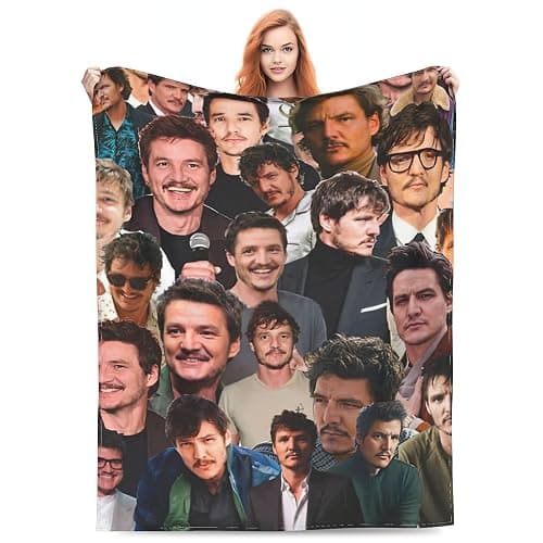 Pedro Pascal Fotocollage, weiche und bequeme, warme Fleecedecke für Sofa, Büro, Bett, Auto, Camping, Couch, gemütliche Plüsch-Überwurfdecken, Stranddecken (101,6 x 127 cm) - Image 1