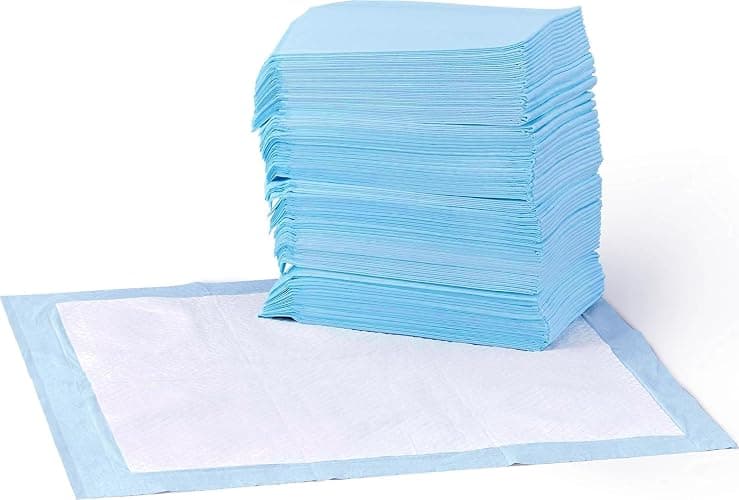 Amazon Basics Leak-Proof Dog and Puppy Potty Training Pee Pads with Quick-Dry 5-Layer Super Absorbent Surface for Dog Training, Floor Protection, Regular Size 22x22", Blue & White, 50 Count - Image 1
