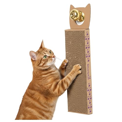 SmartyKat Scratch Up Corrugated Hanging Cat Scratcher, Catnip Infusion Technology - Brown, Single Wide - Image 1