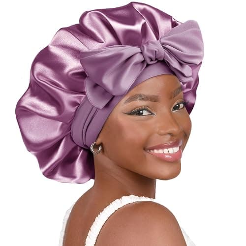 YANIBEST Silk Bonnet for Sleeping Women Adjustable Double Layer Satin Bonnet Reduce Friction Prevent Frizz Natural Curly Hair - Image 1
