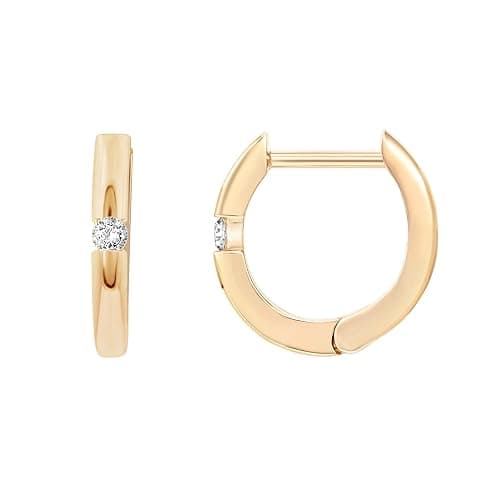 PAVOI 14K Gold Plated Cubic Zirconia Huggie Hoop Earrings for Women - 925 Sterling Silver Posts Small Round Huggies Stud Earrings for Women - Image 1