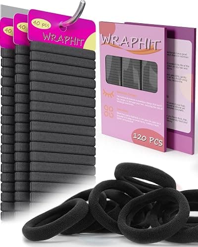 120pc Hair Ties No Damage Snag Free for Thick Hair, Seamless No Pull Elastic Ponytail Holders for Women Girls(Black) - Image 1