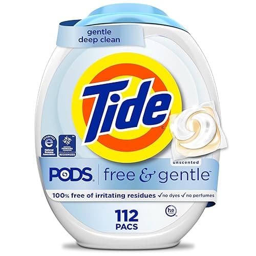 Tide PODS Free & Gentle Laundry Detergent Soap Pacs, 112 Count, Tide PODS Laundry Detergent, Laundry Detergent Pacs, Laundry PODS Detergent - Image 1