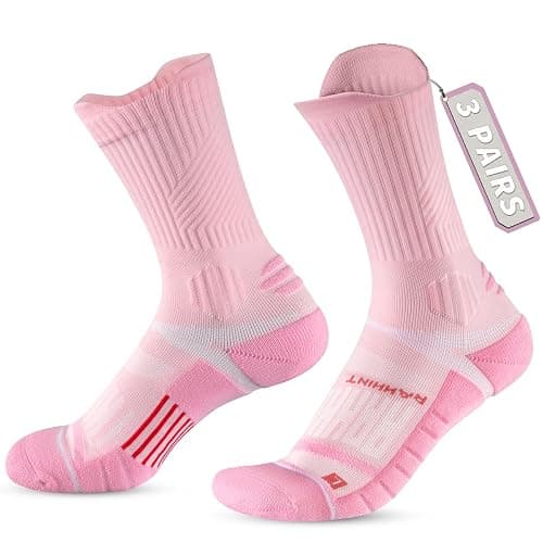 Rahhint Coolmax Compression Running Socks for Women 3 Pairs Cushion Crew Athletic Socks Moisture Wicking Anti-Blister Socks - Image 1