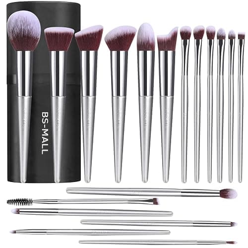 BS-MALL Makeup Brush Set 18 Pcs Premium Synthetic Foundation Powder Concealers Eye shadows Blush Makeup Brushes with black case - Image 1