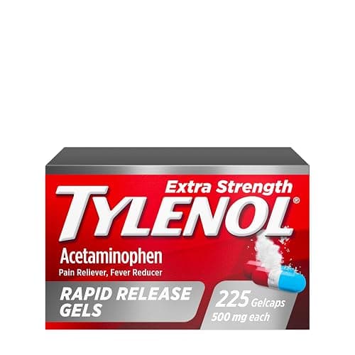 Tylenol Extra Strength Acetaminophen Rapid Release Gels, Fast, Strong Pain Relief, Fever Reducer Medicine, 500 mg Gelcaps with Laser‑Drilled Holes for Fast Release, Value Size, 225 Count - Image 1