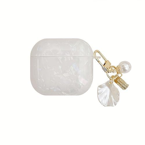 for Cute Glitter Airpod 4 Case - Bling Shell Pattern Design Soft TPU Protective Cover with Shell Pearl Keychain Compatible with Airpods 4th Generation 2024 Released, Colorful - Image 1