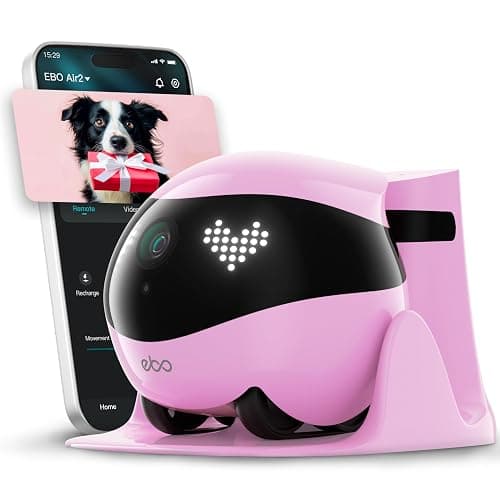 Enabot EBO Air 2 FamilyBot Indoor Security Camera Robot: 2K Pet Camera, Movable Home Robot, Custom Facial Expression, Auto-Recharge, Battery-Operated, 2-Way Talk, Night Vision(Robin Pink) - Image 1