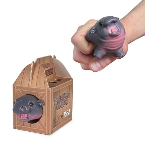 Squishmy Hippo – Pygmy Hippo-Inspired Squishy Stress Relief Toy – Adorable Silicone Desk Companion – Satisfying Squeeze for Anxiety Relief – 3.8” Cute Animal Fidget Gift for Adults & Teens - Image 1