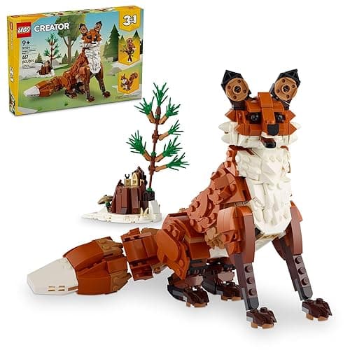 LEGO Creator 3 in 1 Forest Animals Red Fox Toys - Building Toys for Kids, Boys & Girls, Ages 9+ - W/ 3 Building Options into Fox, Owl, or Squirrel - Gift for Christmas - 31154 - Image 1