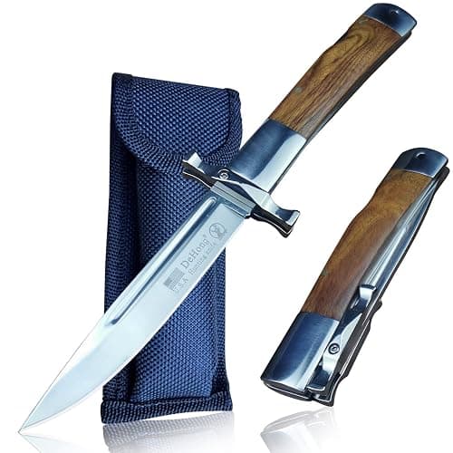 WPKOPYA 9.3-inch DeHong YMX-ZDD1 Folding knife with 3.9-inch sharp blade and (stainless steel + log) handle is suitable for outdoor, tactical, survival and EDC - Image 1