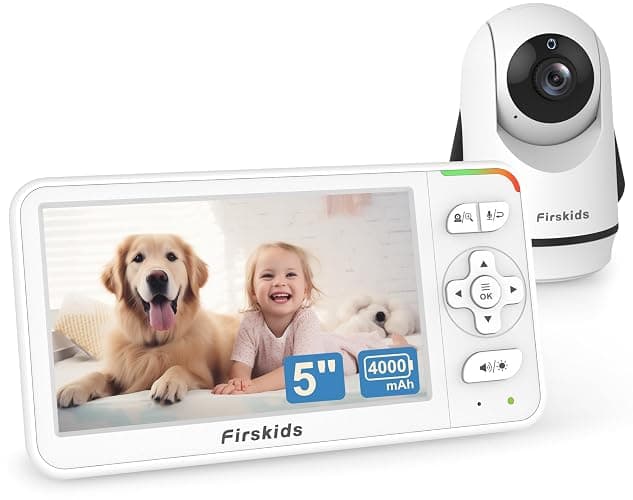 Firskids 5” Video Baby Monitor No WiFi – Secure, Long-Lasting & Real-Time Monitoring | 32-Hour Battery | 2-Way Talk | Temperature Sensor | Auto Night Vision | Pan-Tilt-Zoom Camera - 1 camera - Image 1