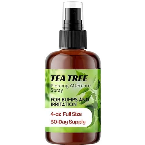Wacan Tea Tree Piercing Spray for Bumps & Irritation, Alcohol-Free pH-Balanced Cleaner for Ear, Nose, Cartilage & Belly Button Piercings - Image 1