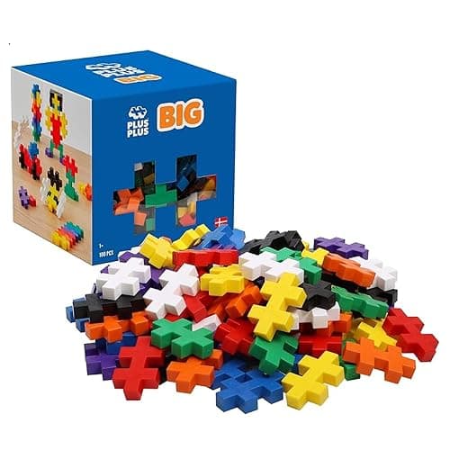 PLUS PLUS BIG - Open Play Set - 100 Piece - Basic Color Mix, Construction Building Stem Toy, Interlocking Large Puzzle Blocks for Toddlers and Preschool - Image 1
