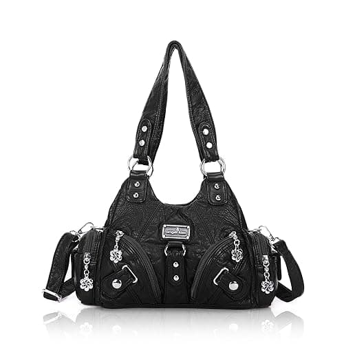 Angel Kiss Purses for Women Small Hobo Shoulder Bags Vagen Leather Multi-Pocket Tote Bag with Zipper - Image 1