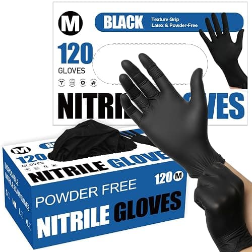 Fixwal Gloves for Cooking Food Prep, Black Disposable Nitrile Gloves, 4 Mil, 120 Count, Cleaning Service Gloves, Latex Free, Powder Free - Image 1