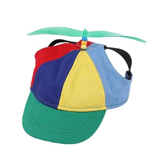 Propeller Hat for Pets, Dog Propeller Hat, Dog Hats with Funny Propeller with Ear, Rainbow Helicopter Top Hat, Dog Sun Hat Soft Comfortable Puppy Baseball Caps - Image 1
