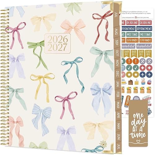 bloom daily planners HARDCOVER Planner 2026-2027 (8.5" x 11") Academic Year (July 2026 - July 2027) - 13 Months Task Goal Planner for Women - Monthly & Weekly Agenda Book - Bows - Image 1
