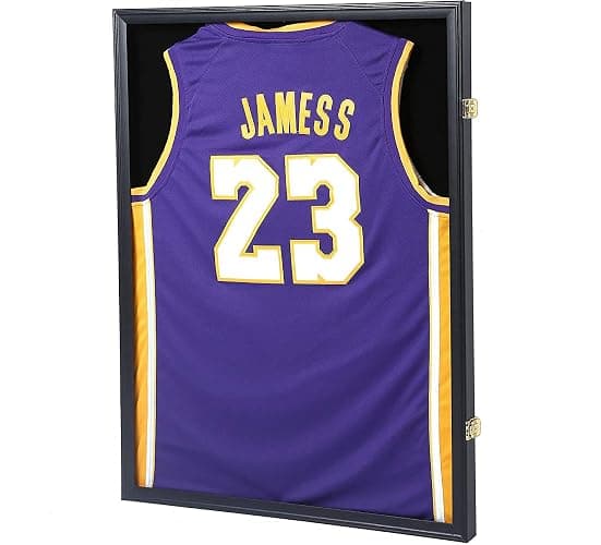 Jersey Display Frame Case, Large Lockable Shadow Box Sports Jersey Frame with 98% UV Protection Acrylic and Hanger for Baseball Basketball Football Shirt - Image 1