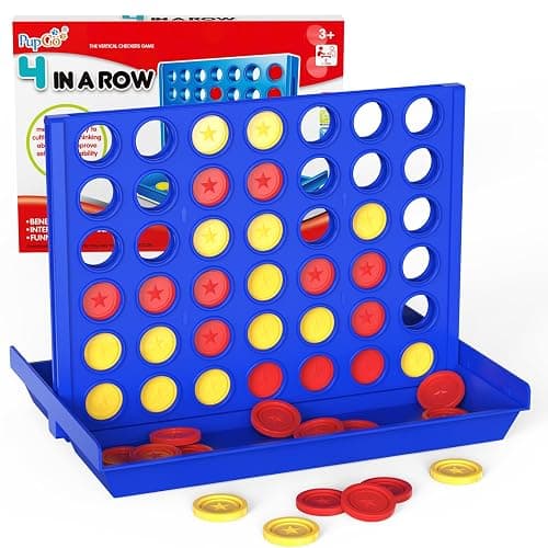 Pup Go Standard Size 4 in a Row Board Game for Kids Ages 3+, Ideal for Boys and Girls, Funny Educational Family Toy, 2 Player Strategy Game with 6 Spare Discs, Foldable Design - Image 1