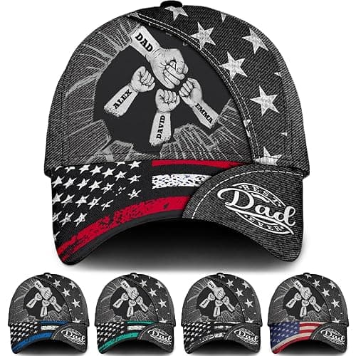 Custom Dad Baseball Cap – Personalized Fist Bump Hat with Kids’ Names – Best Dad Ever Gift for Father’s Day, Birthday - Image 1
