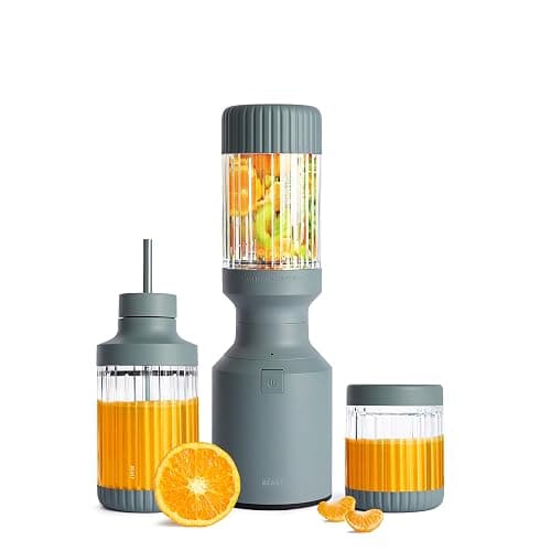 The Beast Mini Blender Plus | Mini Countertop Kitchen Blender | Blend Smoothies and Shakes, Dressings, Sauces, Dips | Extra Vessels, Straw Cap and Straws Included | 600W (Mist) - Image 1