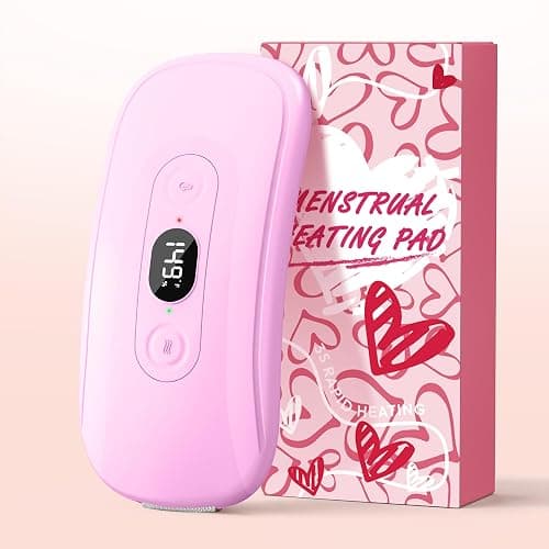 Portable Heating Pad Period Cramps: 2 Timer 6 Heat Levels 6 Vibration Modes Cordless Electric Heating Pad for Back Pain Relief Menstrual Heating Pad Christmas Stocking Stuffer Pink - Image 1
