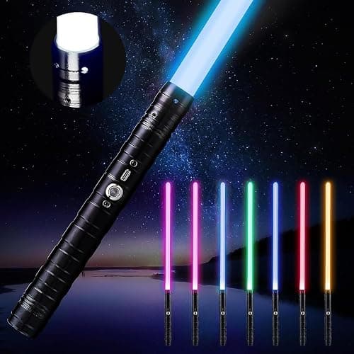 Dueling Metal Hilt 7 Colors Changeable FX Lightsaber, 3 Sound Fonts Black Series Light for Real Heavy Dueling for Star Wars Cosplay Party, Birthday Gift (77cm) - Image 1