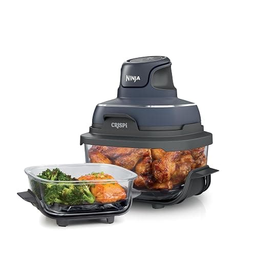 Ninja Crispi 4-in-1 Portable Glass Air Fryer Cooking System, 1500W, 4QT & 6-Cup TempWare Glass Containers with Storage Lids, Microwave, Freezer & Dishwasher Safe, Cyberspace Gray, FN101GY - Image 1