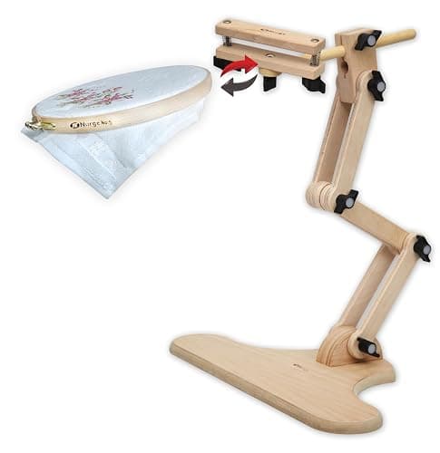 Adjustable Embroidery Table Stand with Swivel Holder, Cross Stitch Hoop Stand, Embroidery Hoop Holder. Hand Polished Natural Wood - Image 1