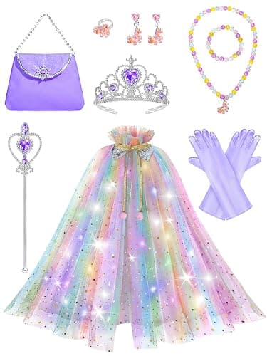 Fuzmo Light Up Princess Dress Up for Girls 3 4 5 6, Toddlers Dress Up Clothes, Princess Toy for Kids Birthday Gift - Image 1
