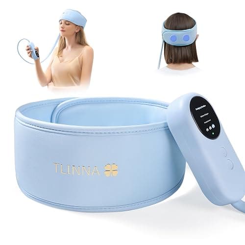 TLINNA Head Massager,Scalp Massager,Relief Headaches,Fatigue,Stress,Sleep aid,Hangover with Airbag Kneading,Constant Temperature Hot Compress for Head 100% Natural Sleep (Sky Blue) - Image 1