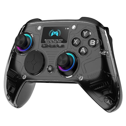 AOC PC Controller — Interactive Screen Wireless Controller Compatible with PC/Switch/Switch 2/iOS/Android, Hall Effect Joystick & Triggers, RGB Lighting, Adjustable Vibration/Turbo, 1000mAh Battery(Black) - Image 1