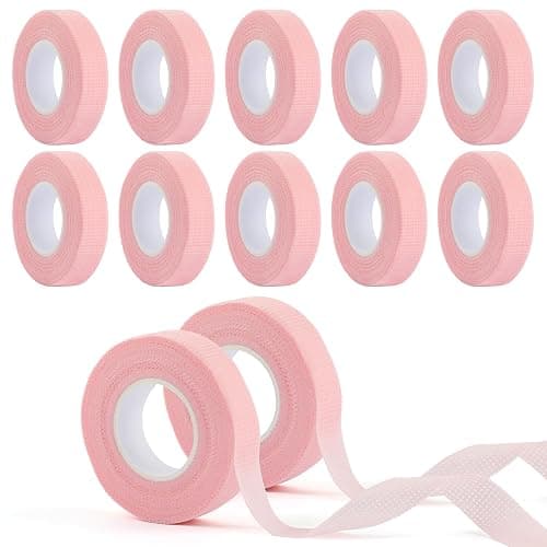 BEVTEE 12 Rolls Lash Tape, Self-Adhesive Eyelash Tape for Eyelash Extensions, Soft and Breathable Micropore Eyelash Extension Tape Supplies for Lash Clusters Eyeshadow Makeup, 9m/10yard Pink - Image 1