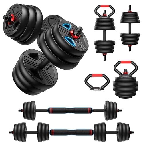 FITPLAM Adjustable dumbbell set,20/35/45/55/70/90lbs Free Weights set with upgraded nut, 5 in 1 Weight Set Used as Kettlebells, Barbell, Push up Stand, Fitness Exercise for Home Gym Suitable Men/Women - Image 1