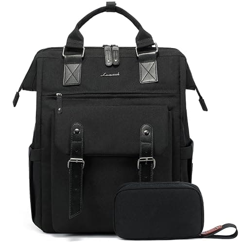 LOVEVOOK Laptop Backpack for Women, College School Backpack Student Bookbag, Teacher Work Bags Travel Backpack Purse, Business Computer Bag Commuter Nurse Bags, 15.6 Inch, Black - Image 1