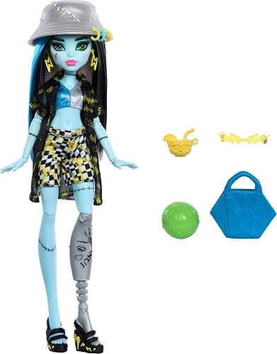 Monster High Scare-adise Island Frankie Stein Doll with Swimsuit, Coverup & Beach Accessories Like Hat, Volleyball & Tote - Image 1
