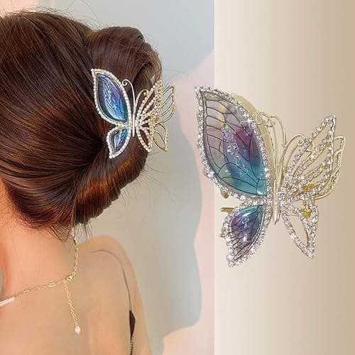 Butterfly Metal Hair Claw Clips Fashion Sparkly Glitter Rhinestones Hair Barrettes Strong Hold Styling Hair Accessories for Women Girls Thinner Thick Hair Styling - Image 1