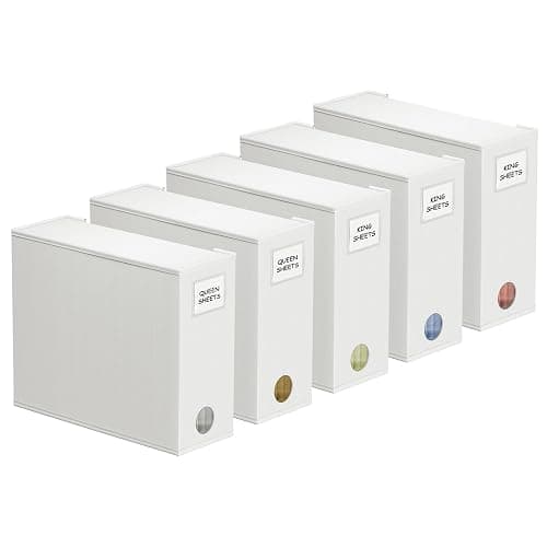 SpaceAid 5 Pack Bed Sheet Organizers and Storage, Foldable Sheet Organizer for Linen Closet, Sheets Set Folder Keeper with Window XL (Queen & King Size) Organizing Bedding Container, White - 5 Pack - White, 5 Pack - Image 1
