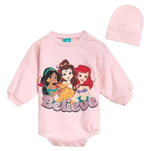 Disney Junior Baby Girls French Terry Bubble Romper Oversized Bodysuit & Hat Newborn to Infant Sizes (Newborn - 24 Months) - Image 1