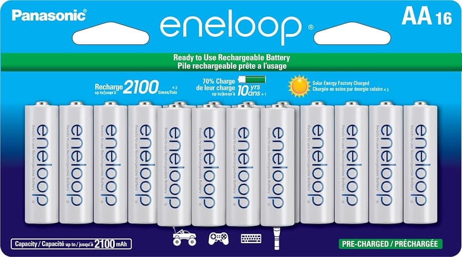 Eneloop Panasonic BK-3MCCA16FA AA 2100 Cycle Ni-MH Pre-Charged Rechargeable Batteries, 16-Battery Pack - Image 1