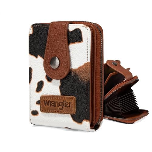 Montana West X Wrangler Cow Print Wallet Women Small Credit Card Holder with Rfid Blocking Zip Credit Card Case,Compact & Easy to Carry Gifts for Women - Image 1