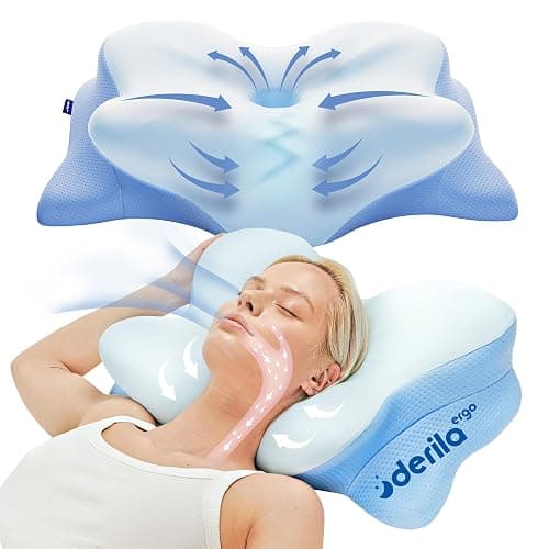 Derila Ergo Cervical Neck Pillow for Sleeping Pillow Contour Memory Foam Pillows for Back, Side Sleeper Pillows 21.25 x 14.17 x 4.72 inches - Image 1