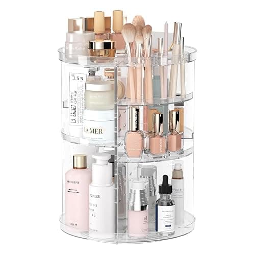 huipinghu Makeup Organizer | 360° Rotating Cosmetic Storage with Large Capacity | Clear Spinning Organiser with 7 Adjustable Layers | Vanity Table Stand for Bedroom & Bathroom - Image 1