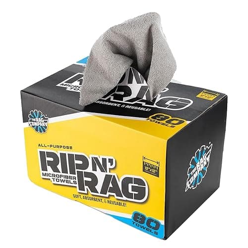 The Rag Company - Rip N' Rag Multi-Purpose Reusable Microfiber Towels for Home, Office, Garage, RV and More - 80 Count Roll - Premium 70/30 Blend - 200gsm - Image 1
